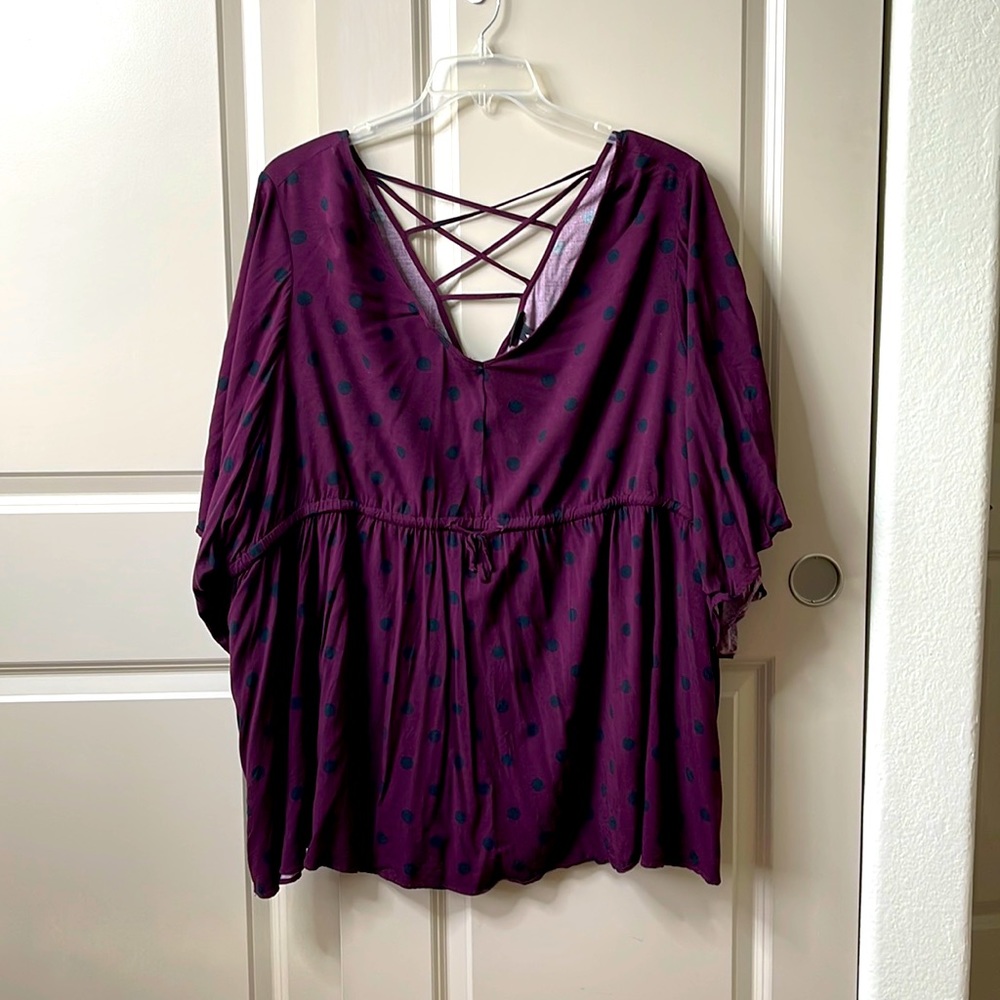 Torrid Purple Polka Dot Blouse Size 6